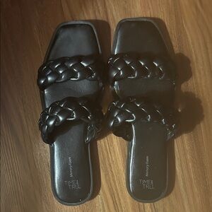 Time and Tru Women's Black Braided with Memory Foam Sandals